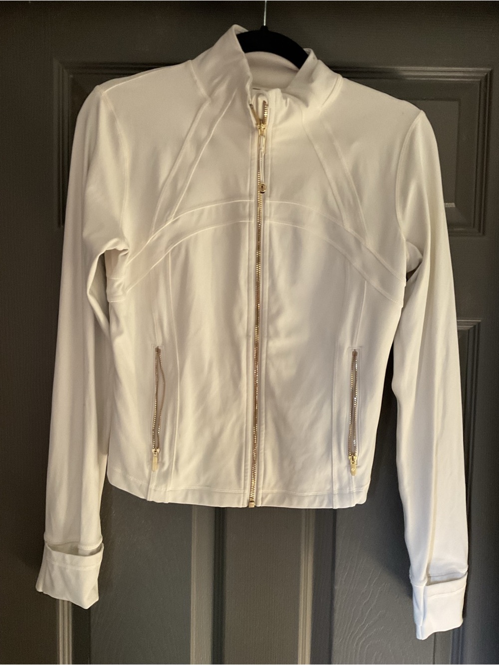 lululemon Cropped Define Jacket Light Ivory with Gold Hardware